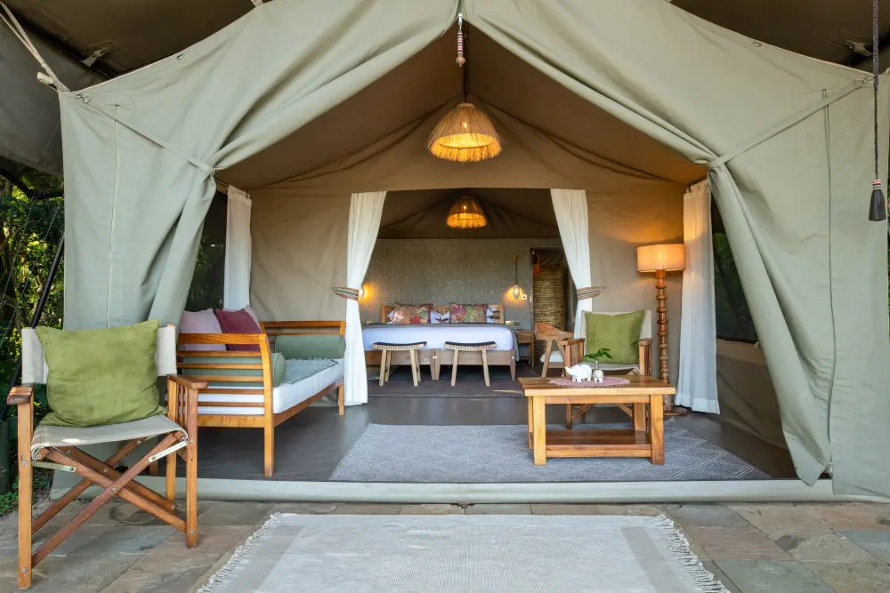 A guest tent at Rekero Camp in 2024.