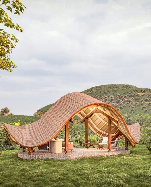 render of the welcome area from the front Erebero Hills Uganda