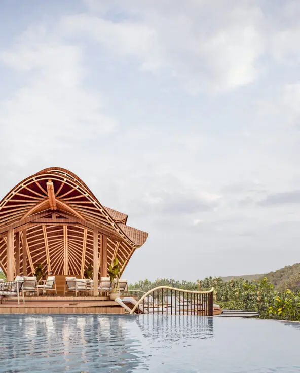 Render of the pool area from the front Erebero Hills Uganda