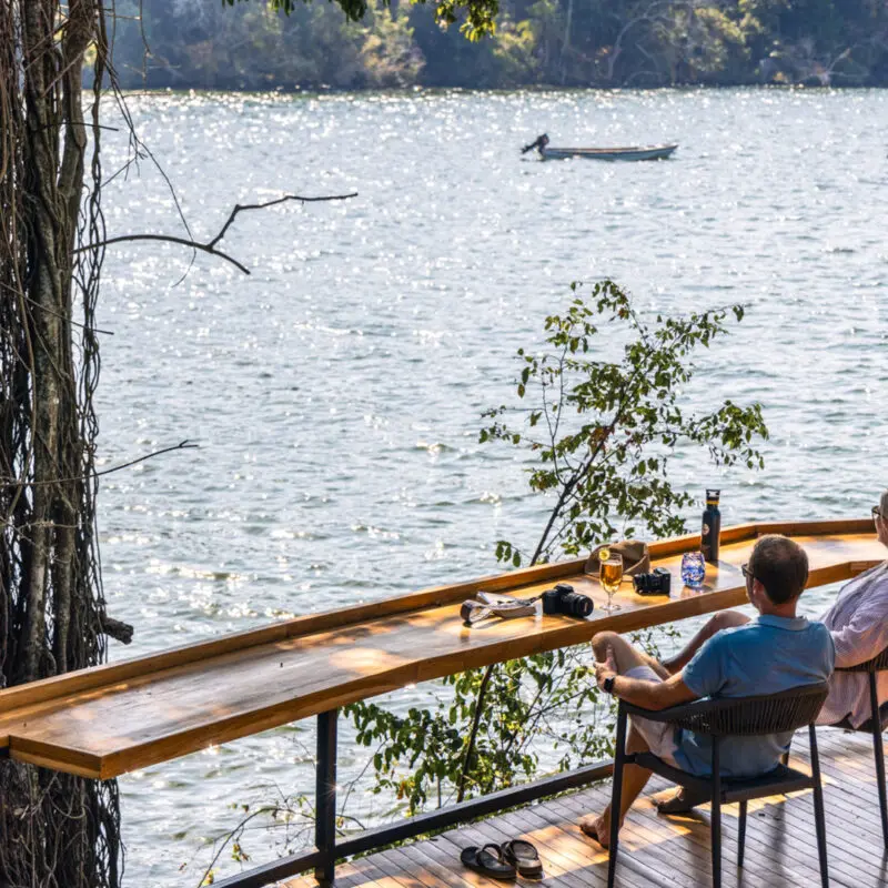 Lake Victoria, couple, boat, drinks on the deck