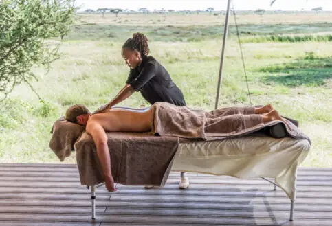 Serengeti National Park, private massage on the deck of guests room