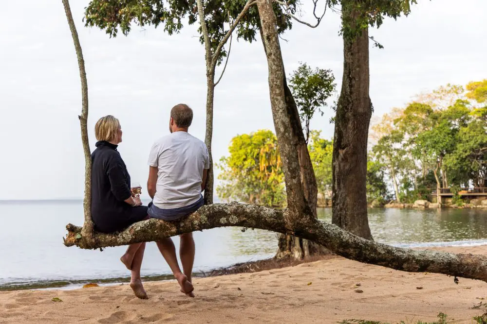 A quiet moment for reflection after a chimpanzee encounter in Rubondo Island National Park, Tanzania.