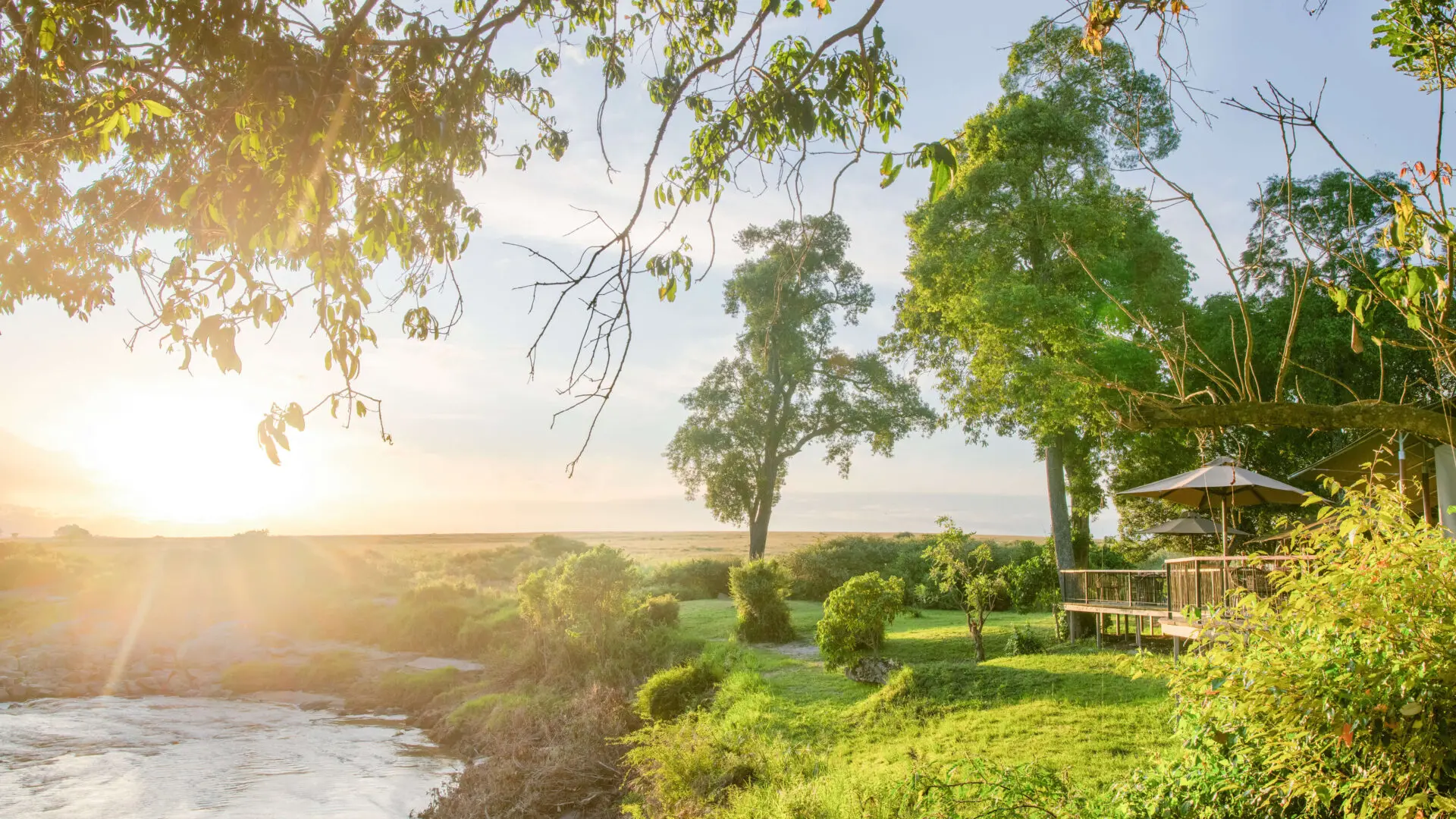 View of the river and landscape of the Mara from Rekero Camp