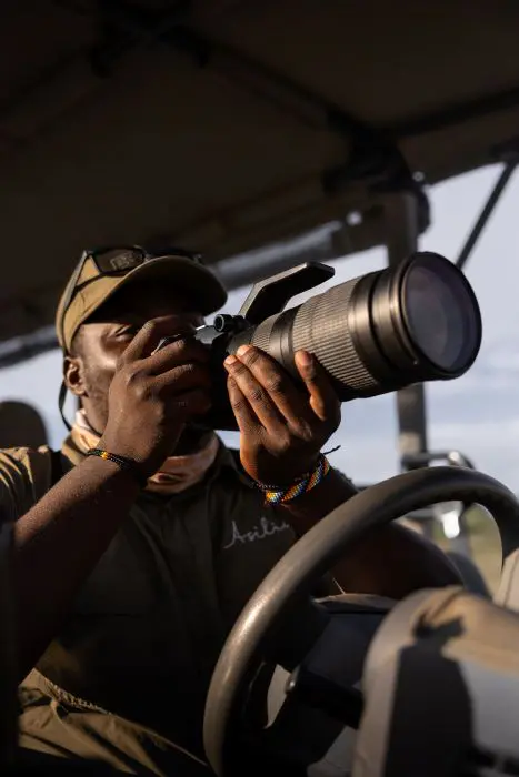 Anderson with his camera, Namiri Plains, Serengeti.