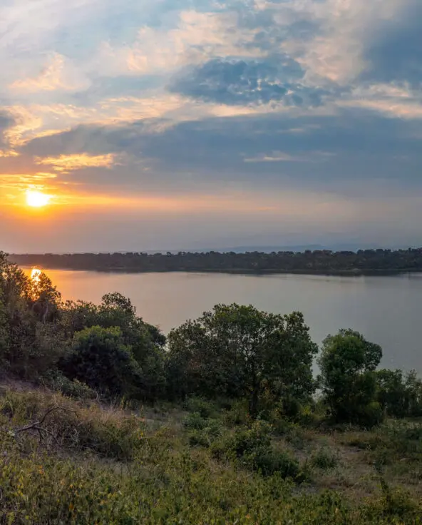 view over the lake in queen elizabeth national park