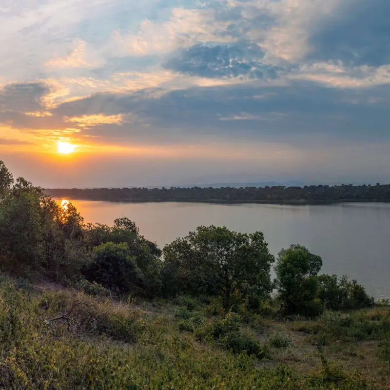 view over the lake in queen elizabeth national park