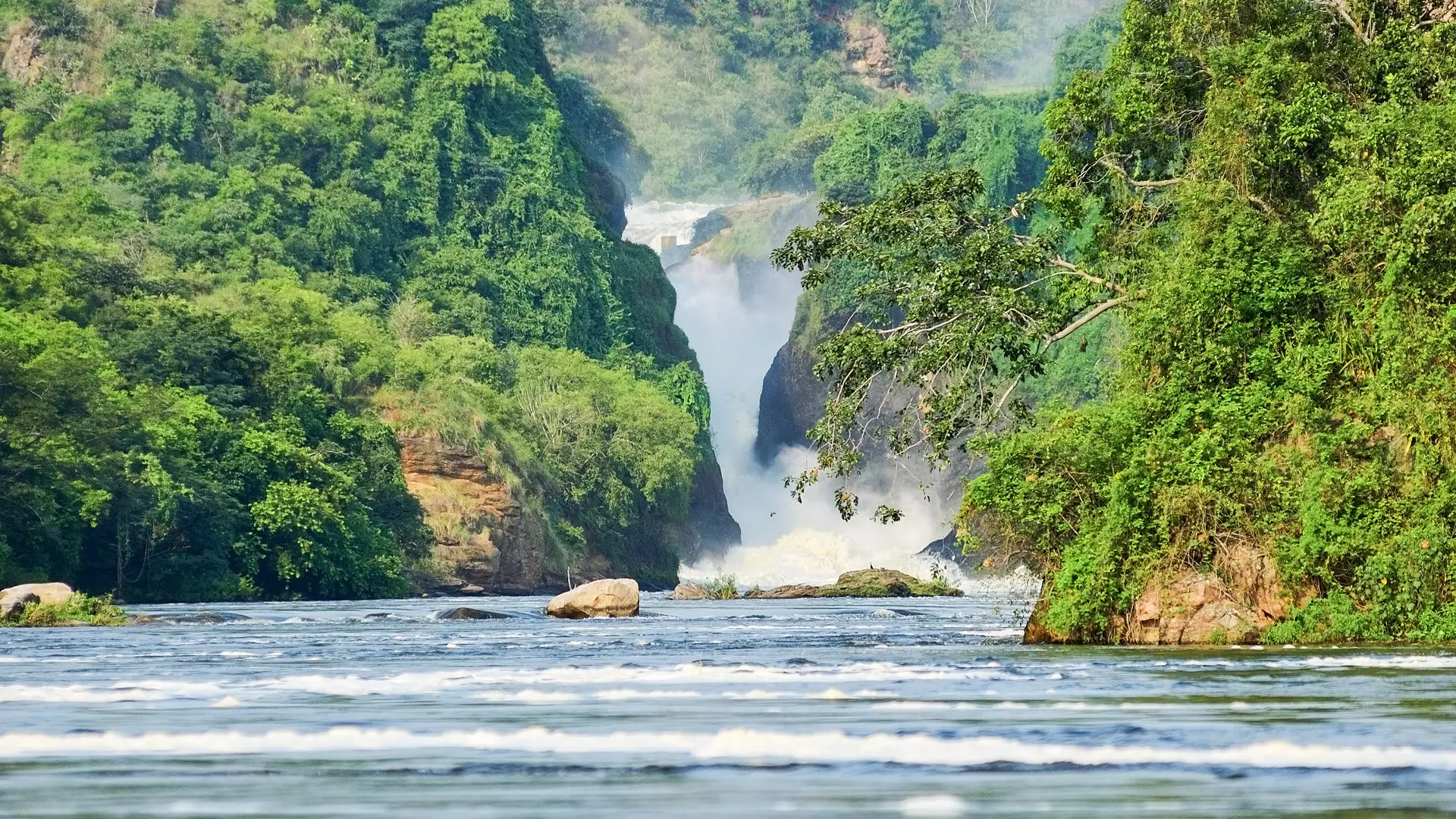the murchison waterfall on the victoria nile in Uganda