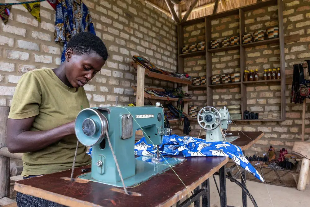 Nyamishana, known for her sewing and tailoring skills, Change a Life Bwindi.