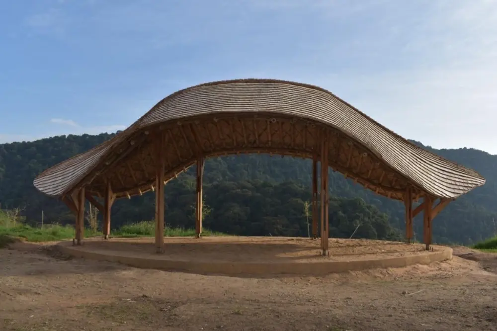 The Welcoming Area is the first completed structure at Erebero Hills, Uganda.