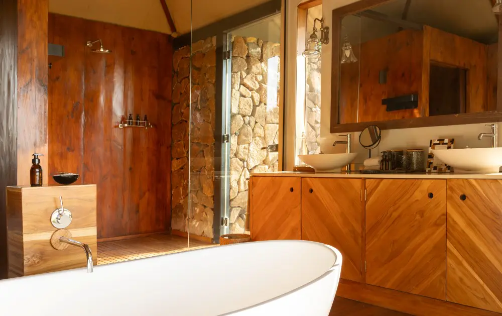 The spacious en suite bathroom at Sayari Camp, northern Serengeti.