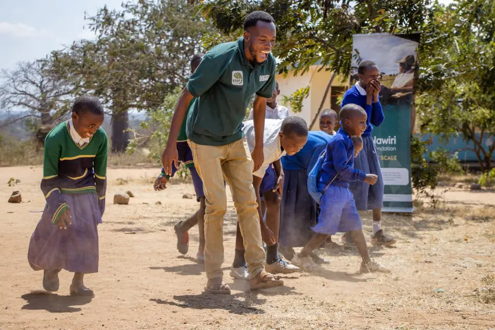 Children learning through playing games, with STEP in Southern Tanzania.