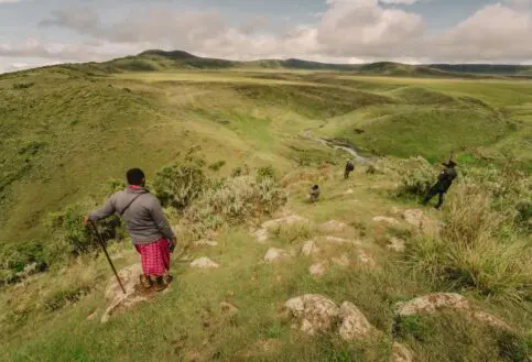 Hiking in the Ol Moti Crater, Ngorongoro Conservation Area, Tanzania.