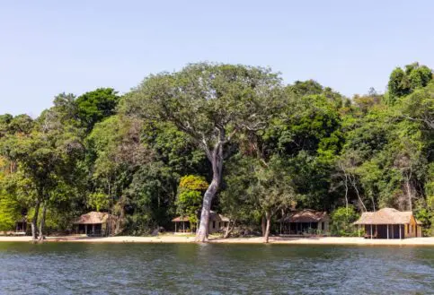 Approaching Rubondo Island Camp from the water.