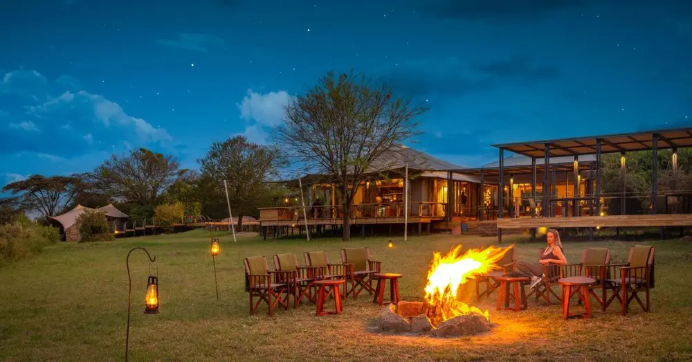 The campfire in front of Sayari Camp, Northern Serengeti, Tanzania.