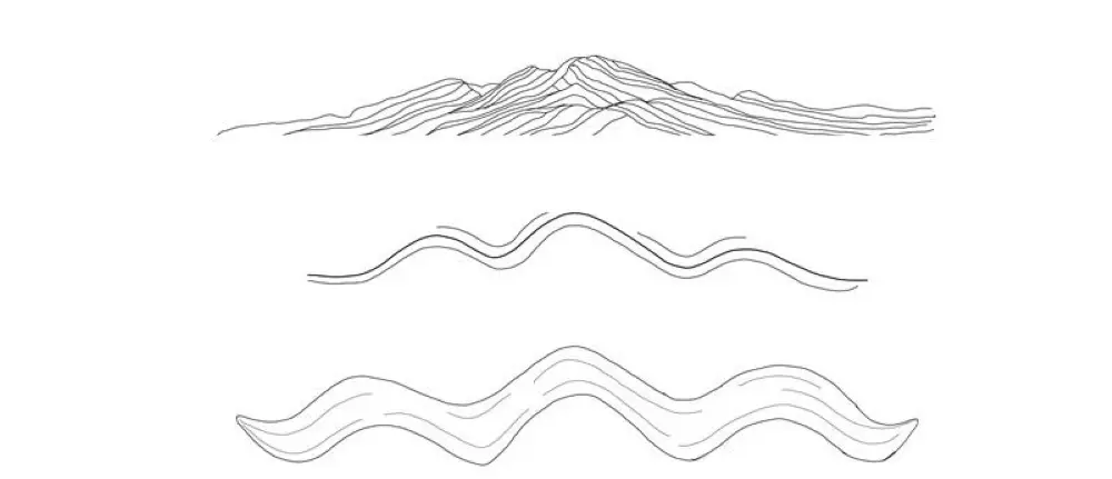 A Pablo Luna sketch following the inspiration for the flowing roof design of Erebero Hills