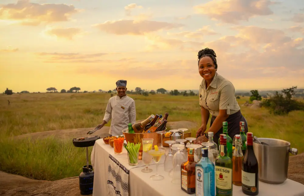 A bush sundowner station in the Serengeti, Tanzania