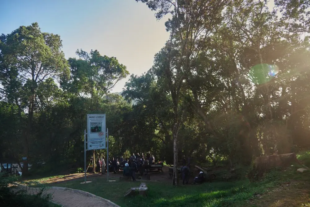 The briefing area at Ruhija Headquarters, Bwindi Impenetrable Forest, Uganda.