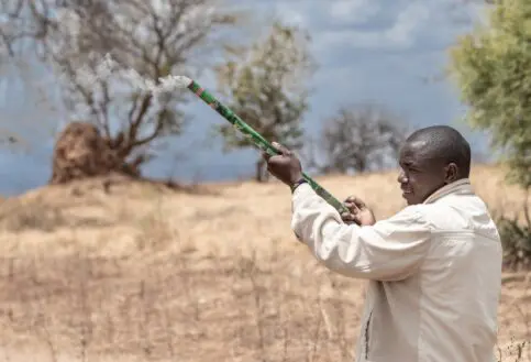 A roman candle being used as a deterrent, Tanzania.