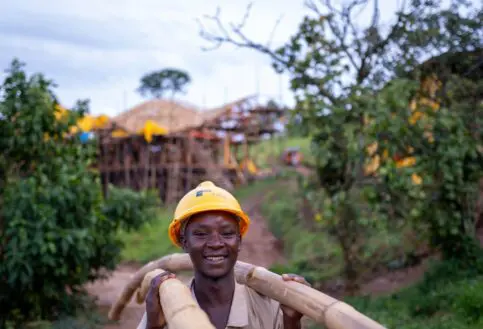 A construction worker from the local community, Erebero Hills, Uganda.