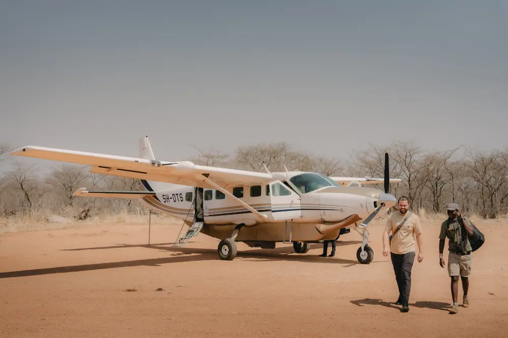 Guests arriving into Ruaha National Park, Tanzania.