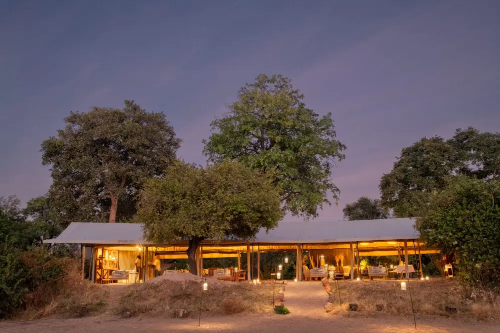 Kokoko Camp lounge and dining tent, Ruaha National Park, Tanzania.