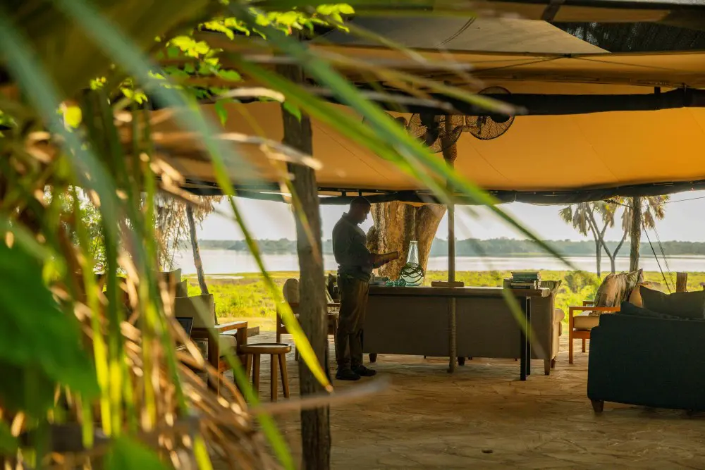 The lounge area at Roho ya Selous, Nyerere National Park, Tanzania.