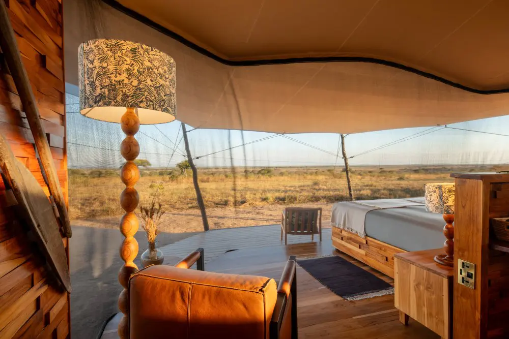 Guest tent interior, Usangu Expedition Camp, Tanzania.