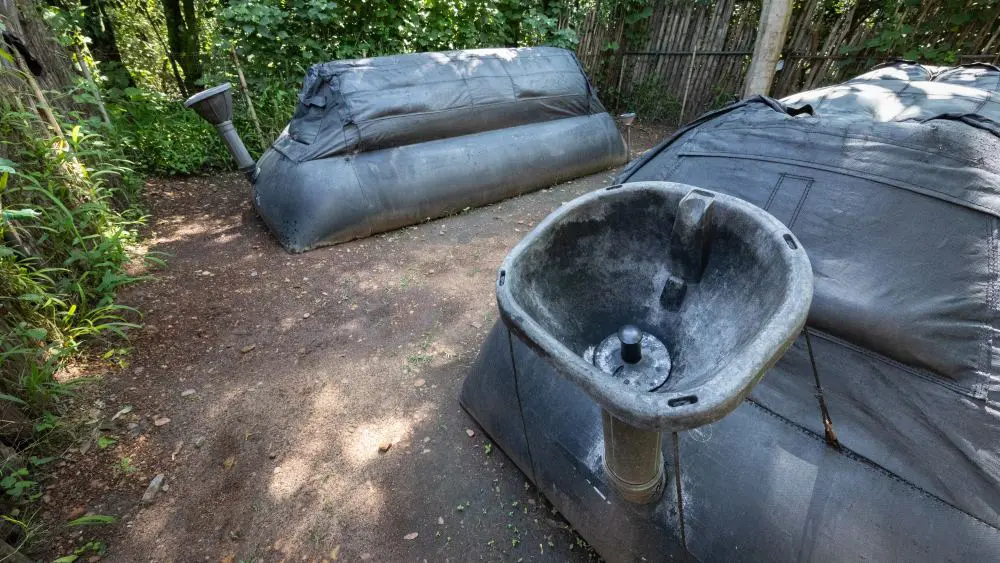 Biogas digesters, Emboo Camp, Maasai Mara, Kenya.