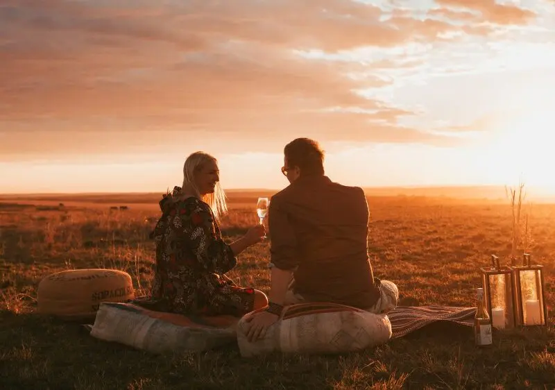 Sunset drinks, Emboo Camp, Maasai Mara, Kenya.