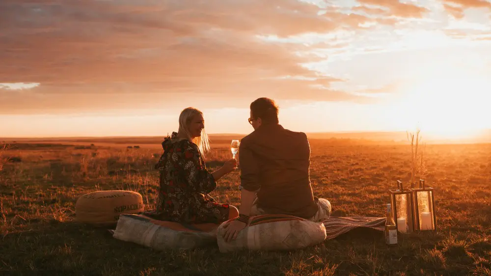 Sunset drinks, Emboo Camp, Maasai Mara, Kenya.