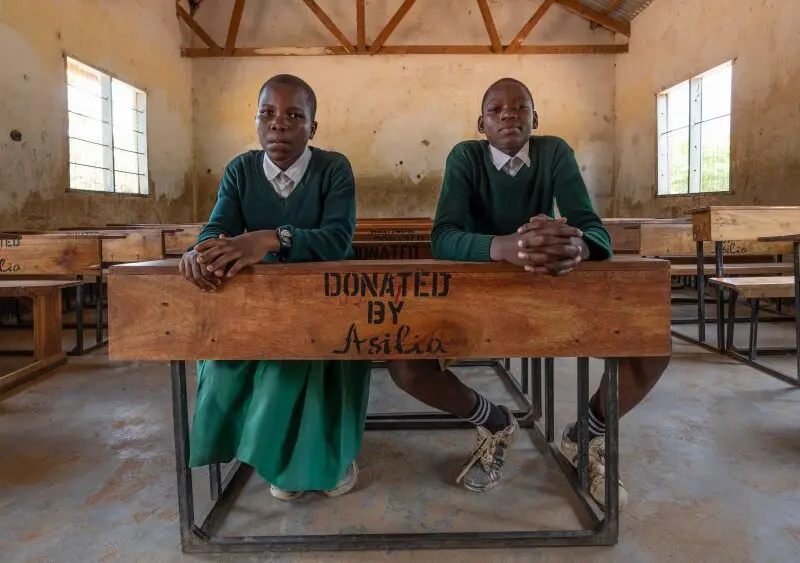 Classroom desks donated by Asilia, Muganza, Tanzania.