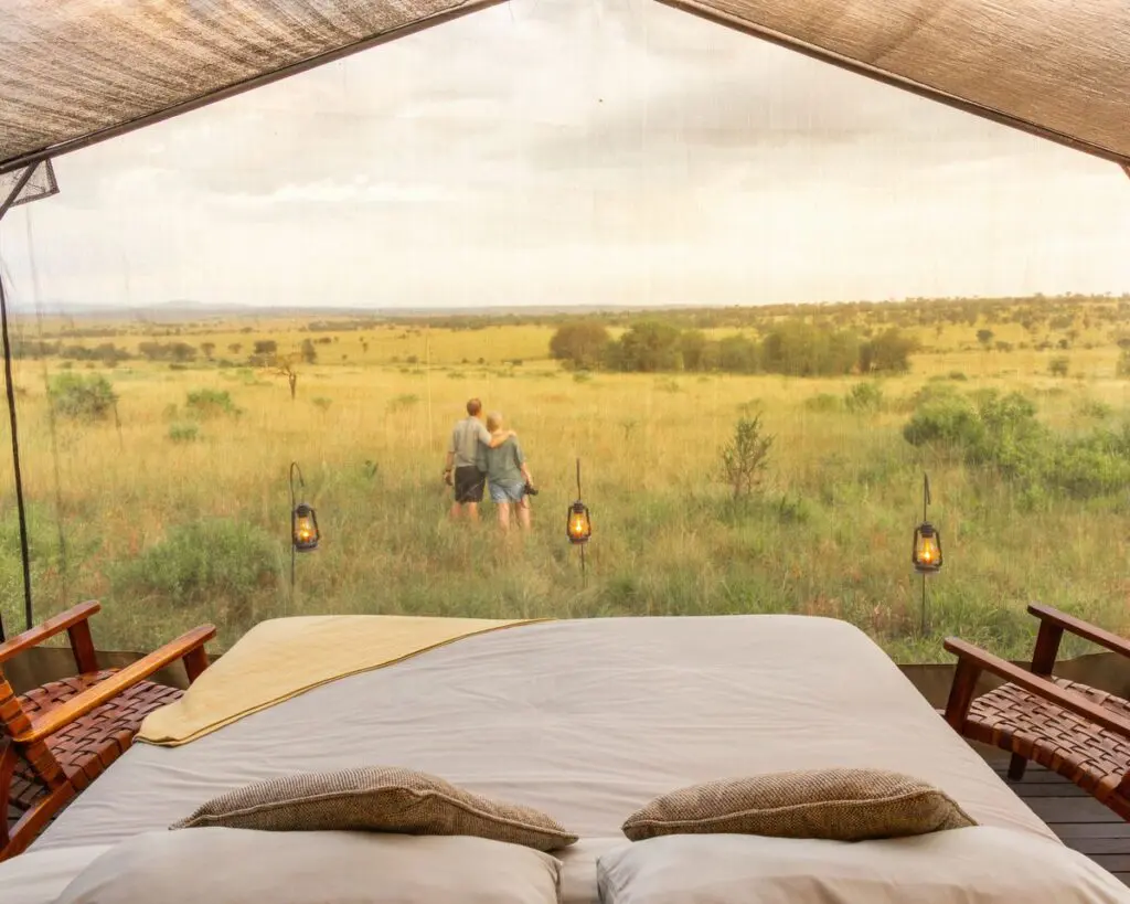 Asilia guests enjoying views of the Serengeti Plains in Tanzania.