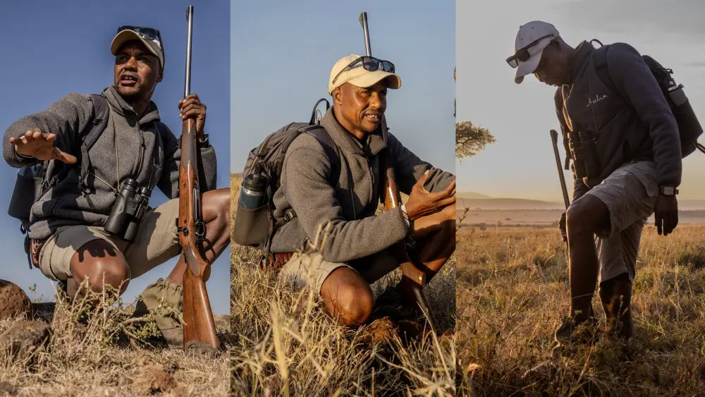 Lenkoko leading walking safaris in Mara Naboisho Conservancy, Kenya.