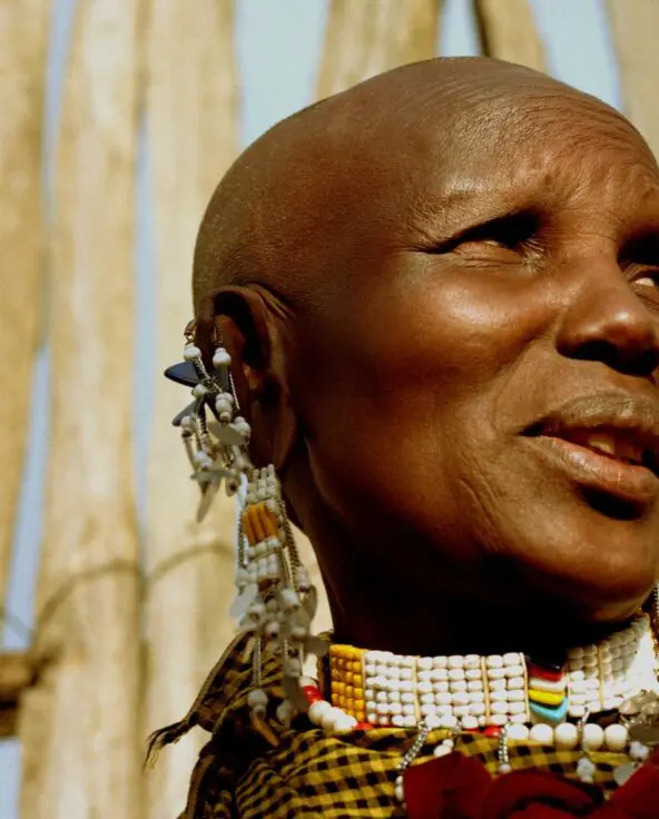 Maasai woman at the village near The Highlands camp in the Ngorongoro region, Tanzania.