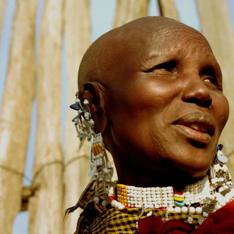 Maasai woman at the village near The Highlands camp in the Ngorongoro region, Tanzania.