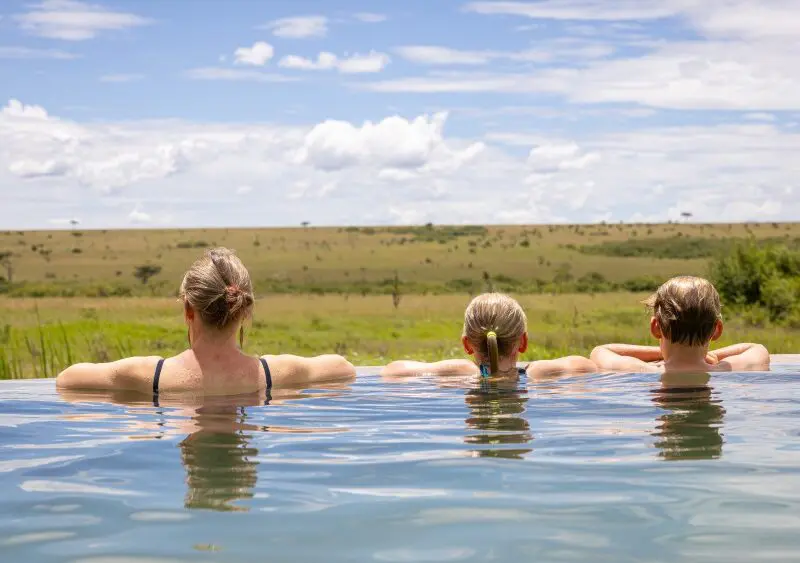 A family swimming, Naboisho Camp, Kenya.