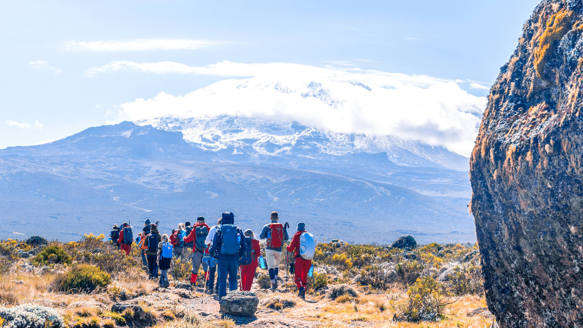 Climbers on their way to summit Africa's highest peak - Kilimanjaro