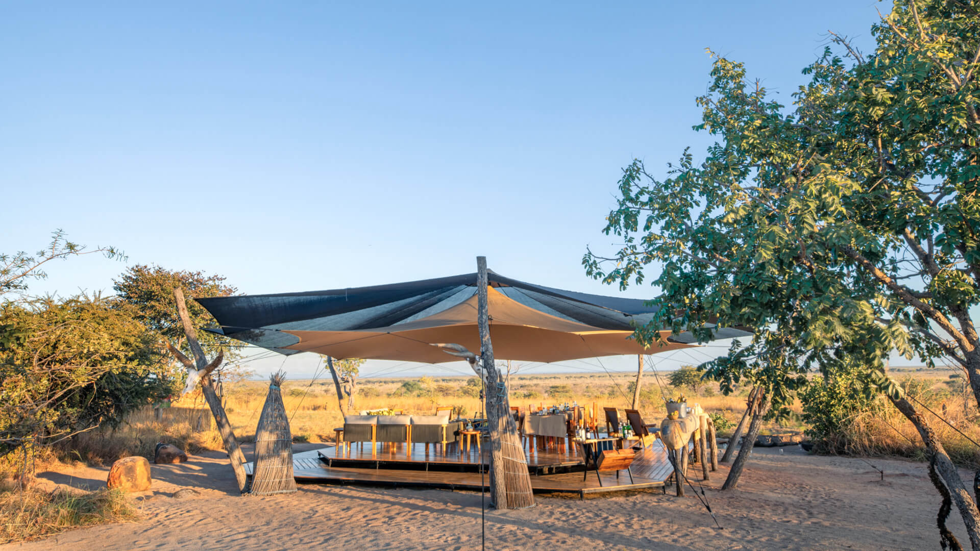 Usangu Expedition Camp's shaded dining area