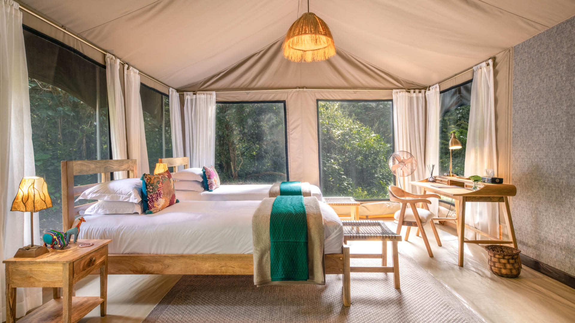 A twin set up in a suite at Rekero Camp