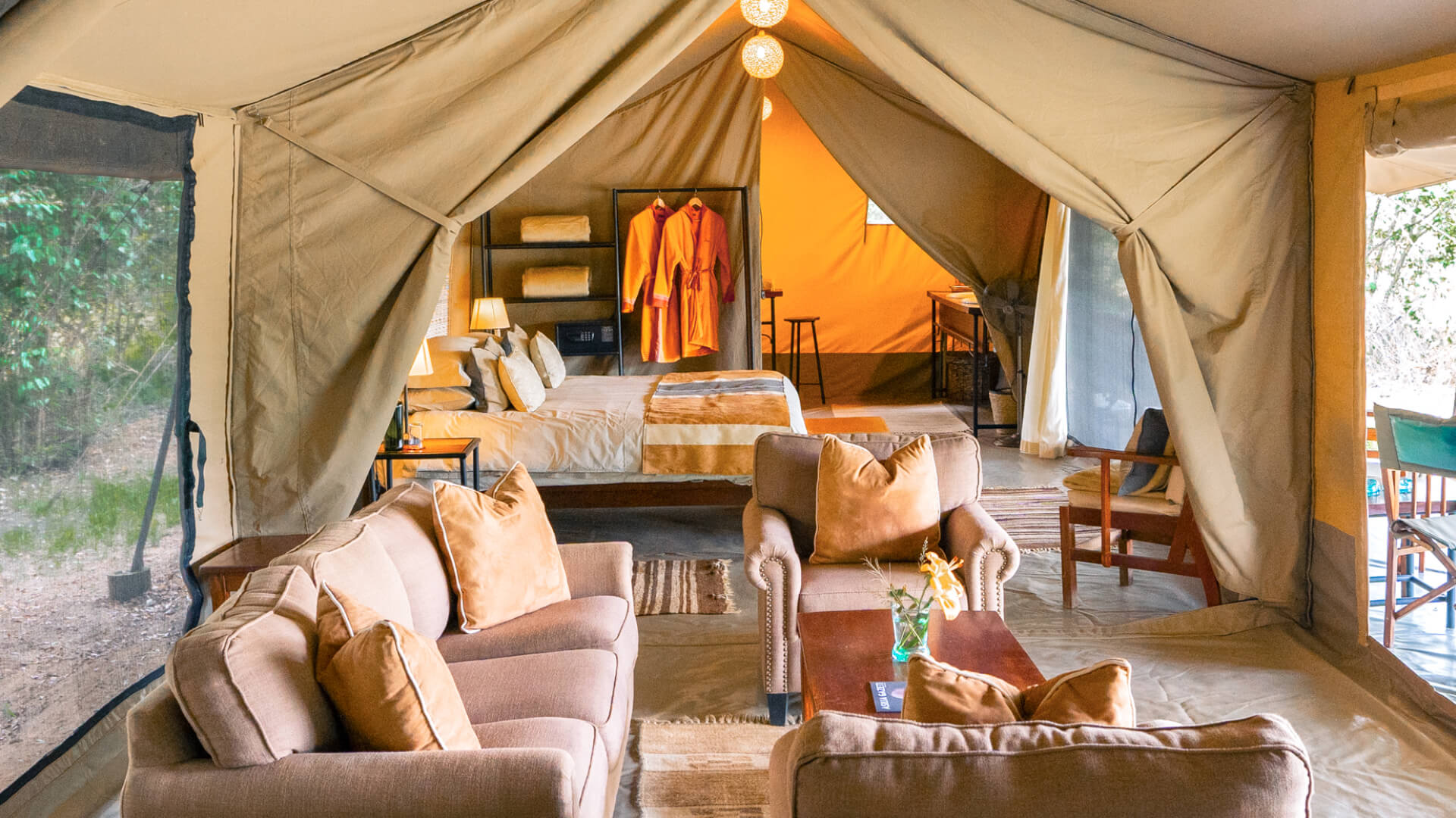 Inside view of guest tent, Encounter Mara Camp, Mara Naboisho Conservancy, Kenya
