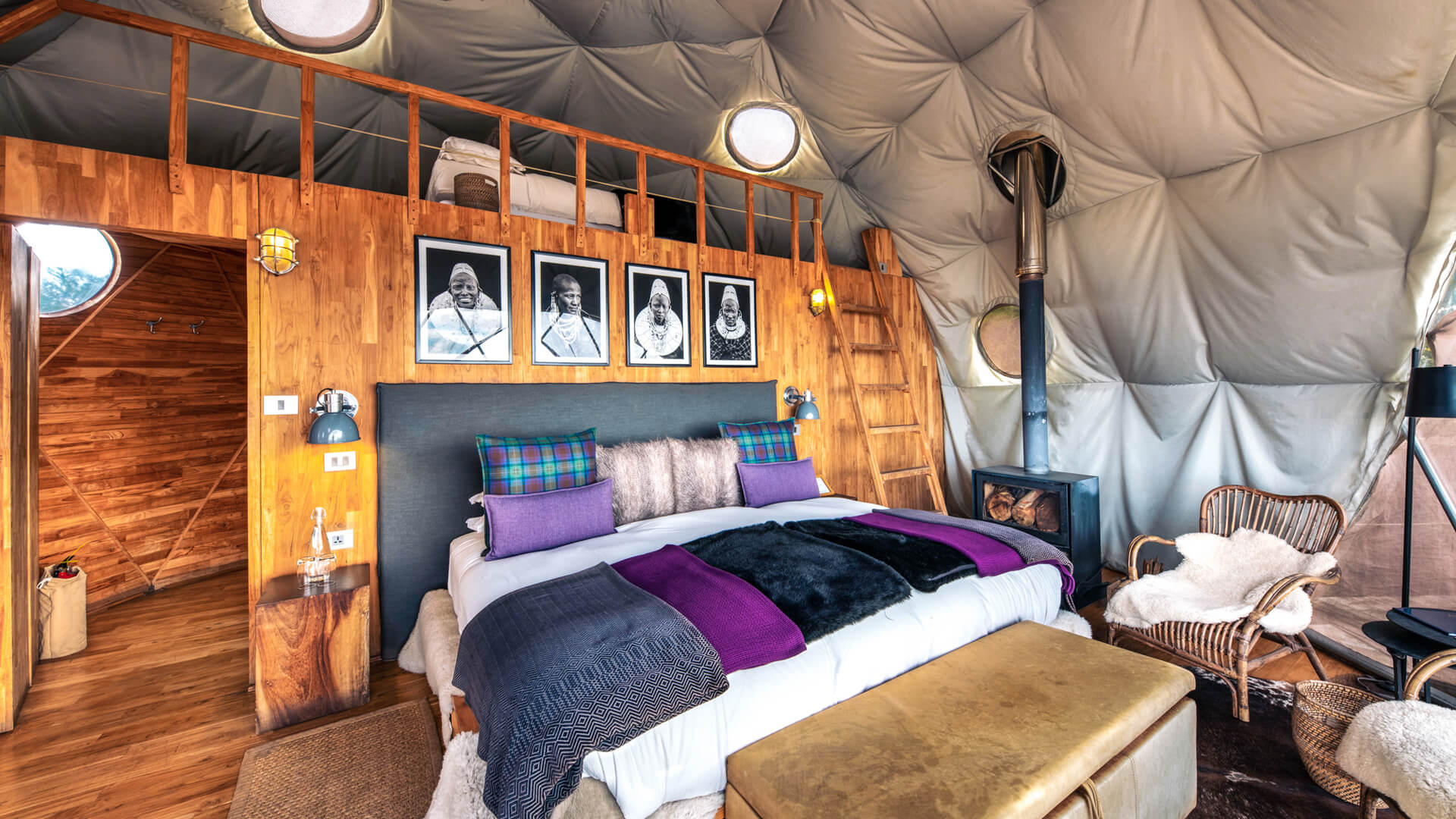 Guest tent bedroom with kids beds, the highlands camp, Ngorongoro Conservation Area, Tanzania