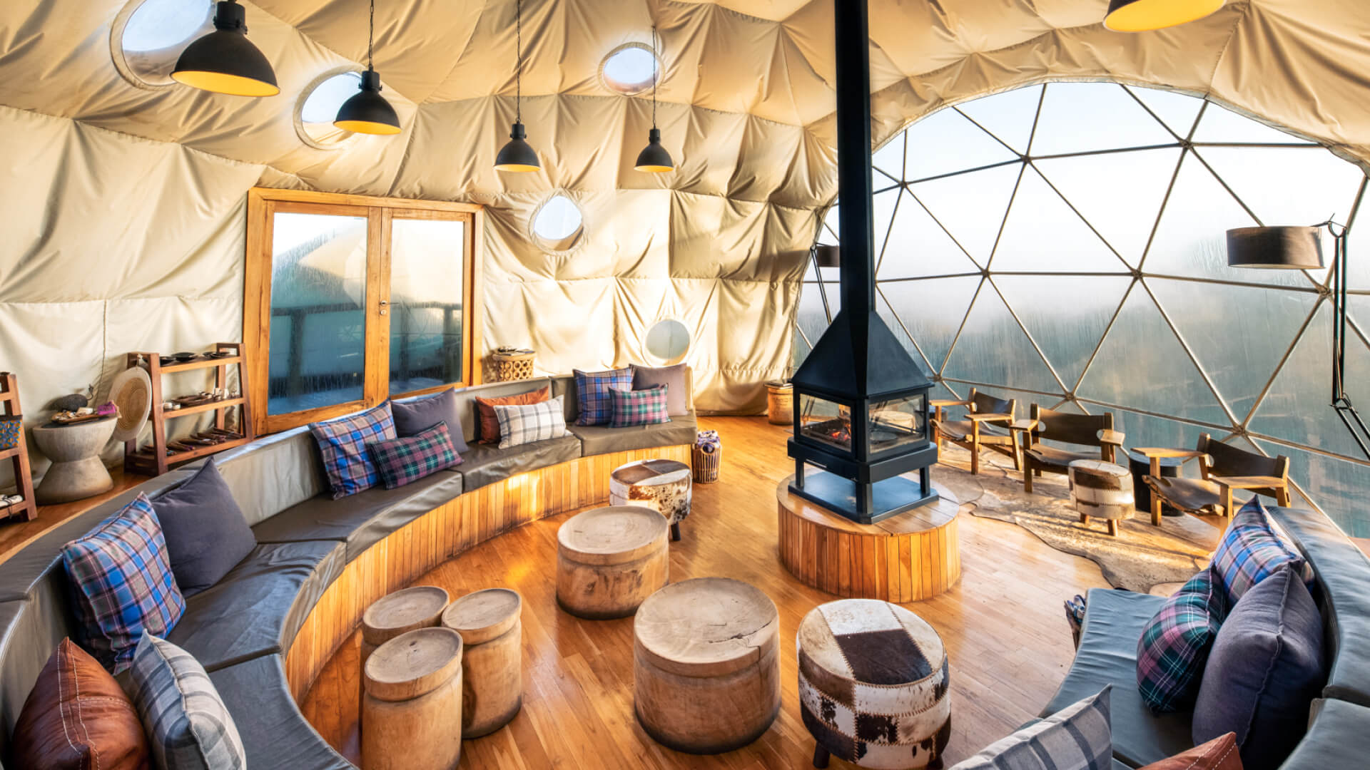 Inside guest lounge area, the highlands camp, Ngorongoro Conservation Area, Tanzania