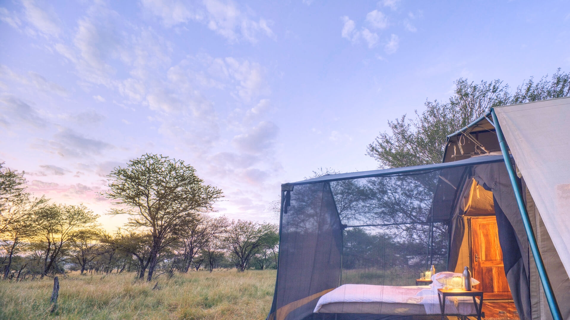 Asilia Olakira Migration Camp, side view of stargazing guest tent, Serengeti National Park, Tanzania