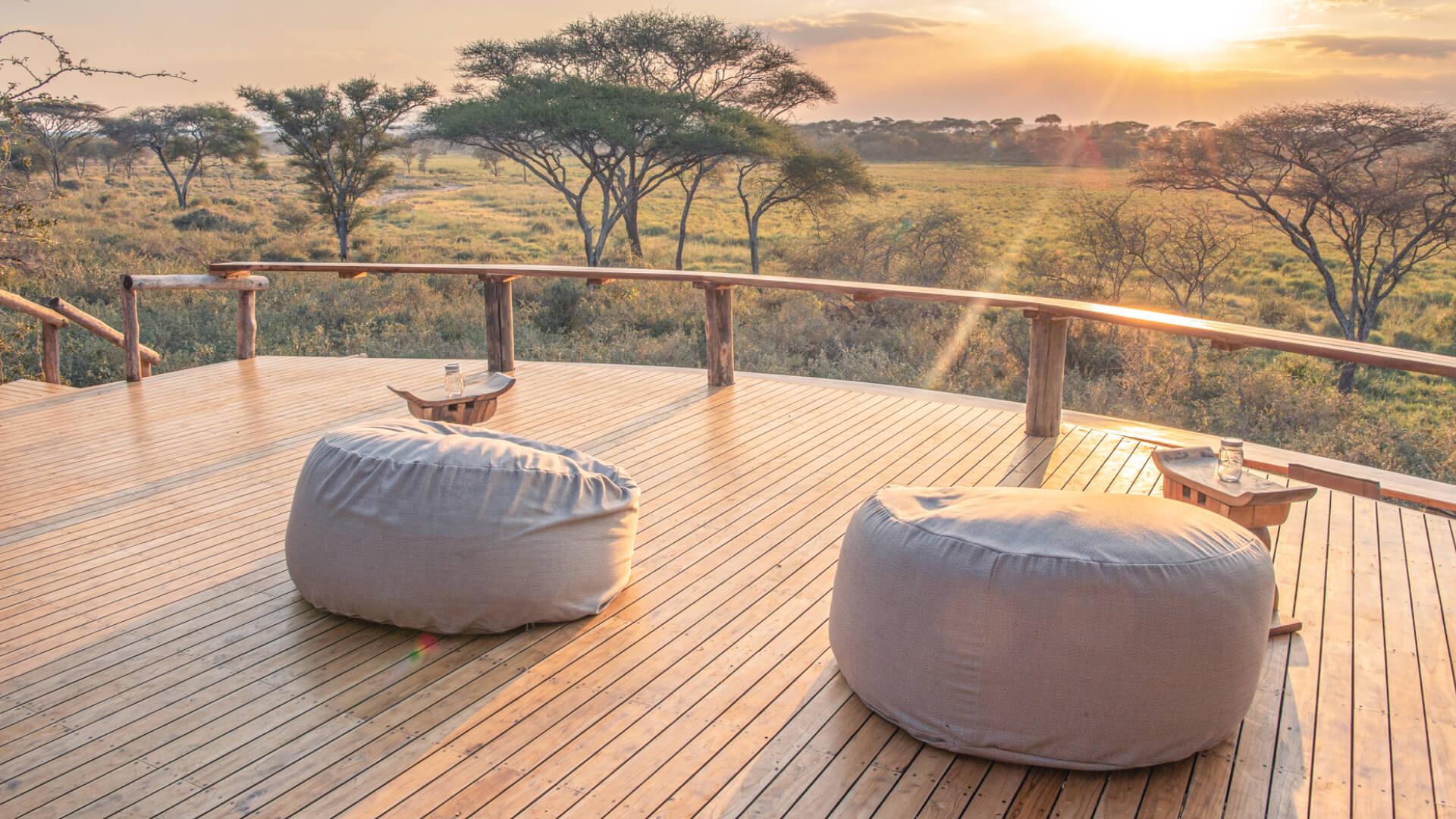 Sunrise from the deck, olivers camp, Tarangire National Park, Tanzania