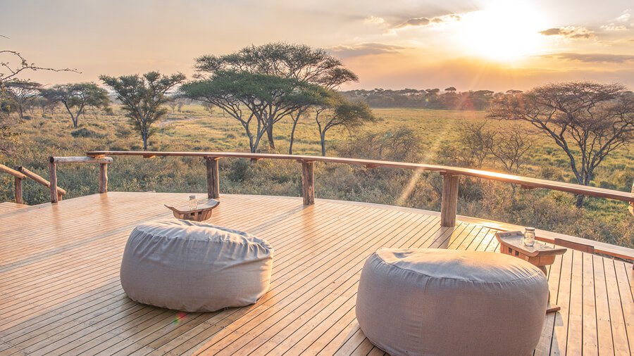 Sunset from the lower deck at Oliver's Camp, Tarangire National Park, Tanzania