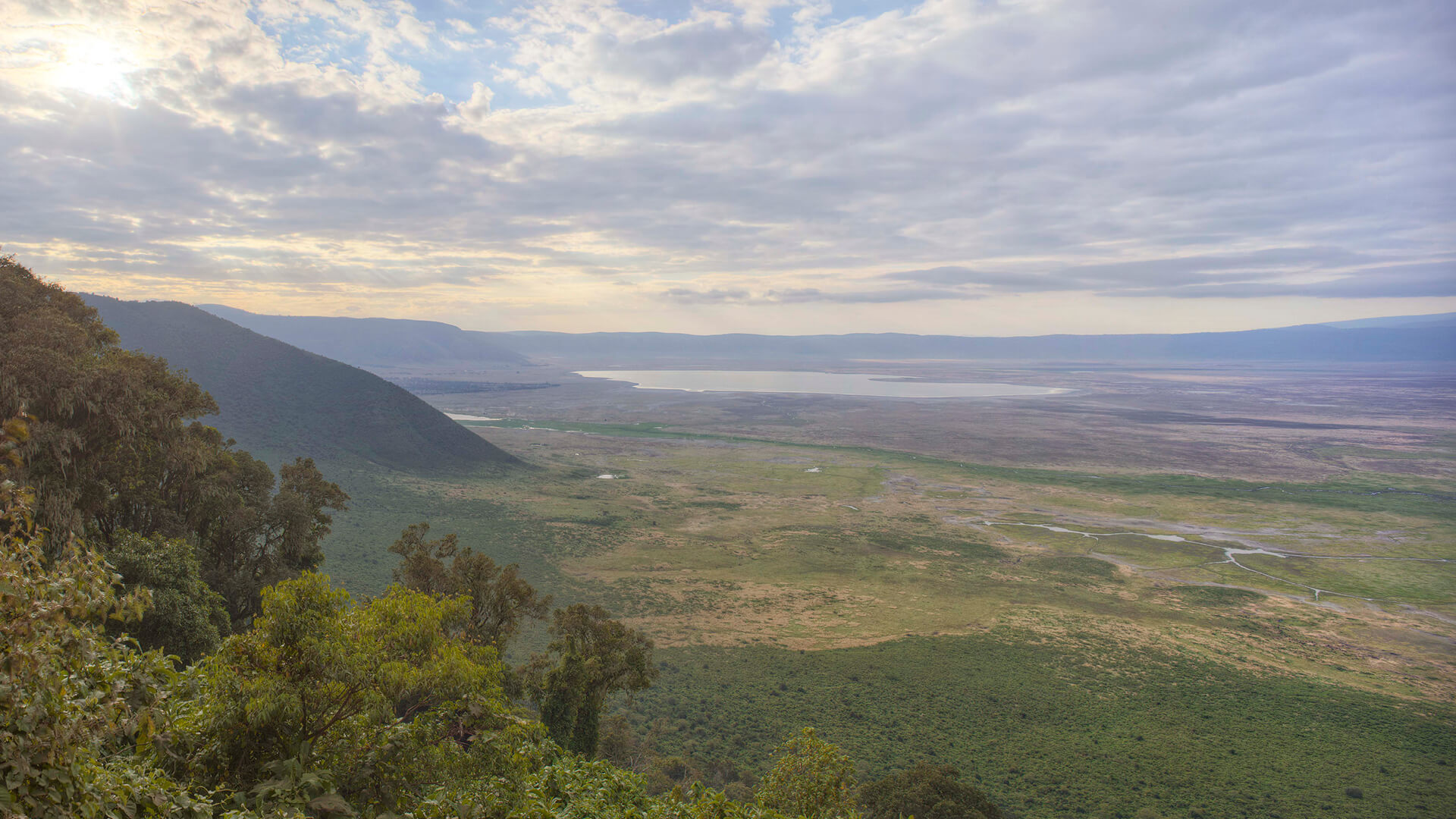 The view over the Ngorongoro Crater in the Ngorongoro Conservation Area.