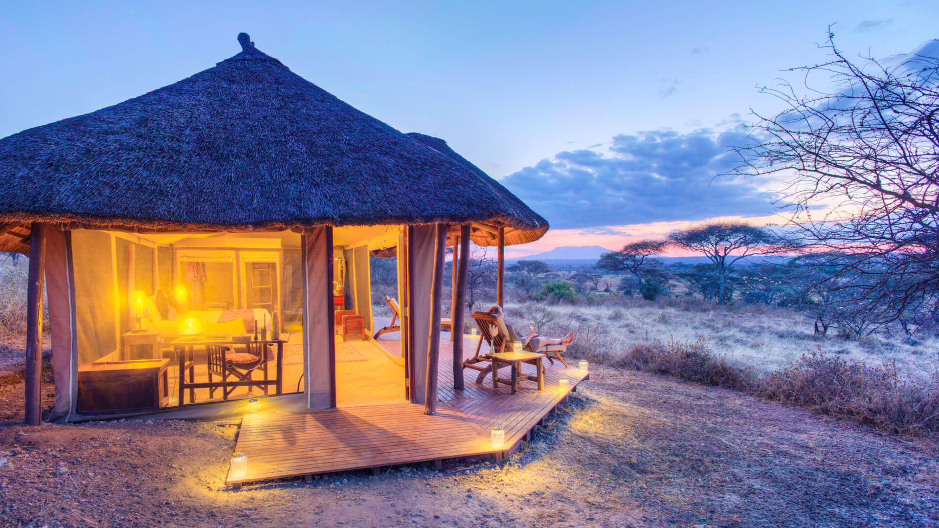 Romantic sunsets from your accommodation on your honeymoon safari