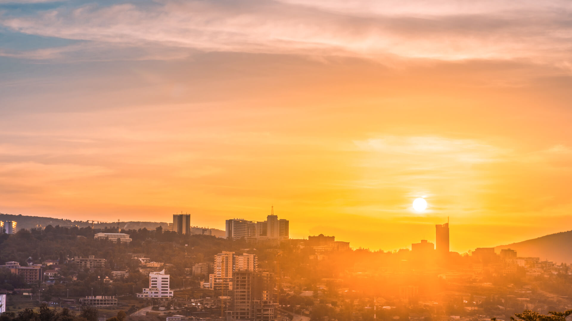 Rwanda's capital, Kigali, at sunset