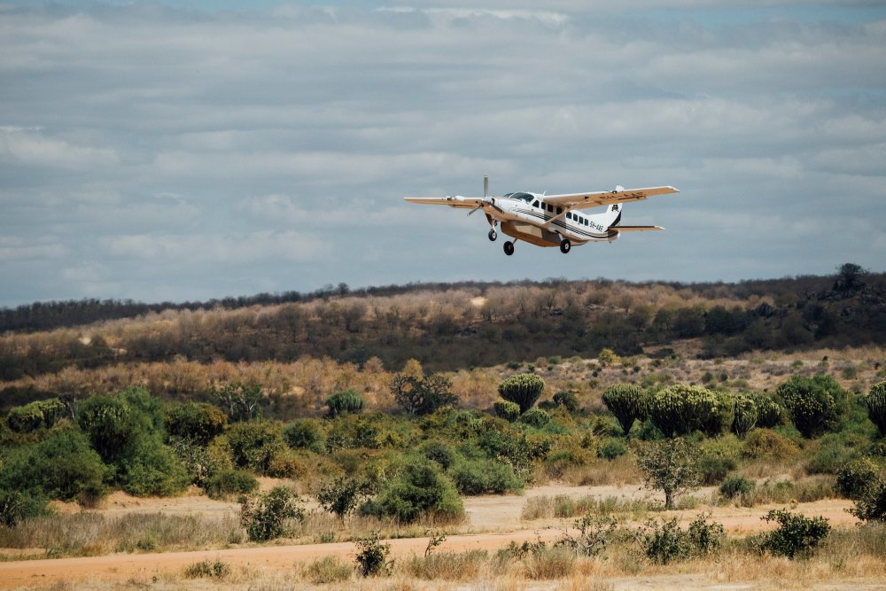 Small plane on the bush airstrips in Kenya