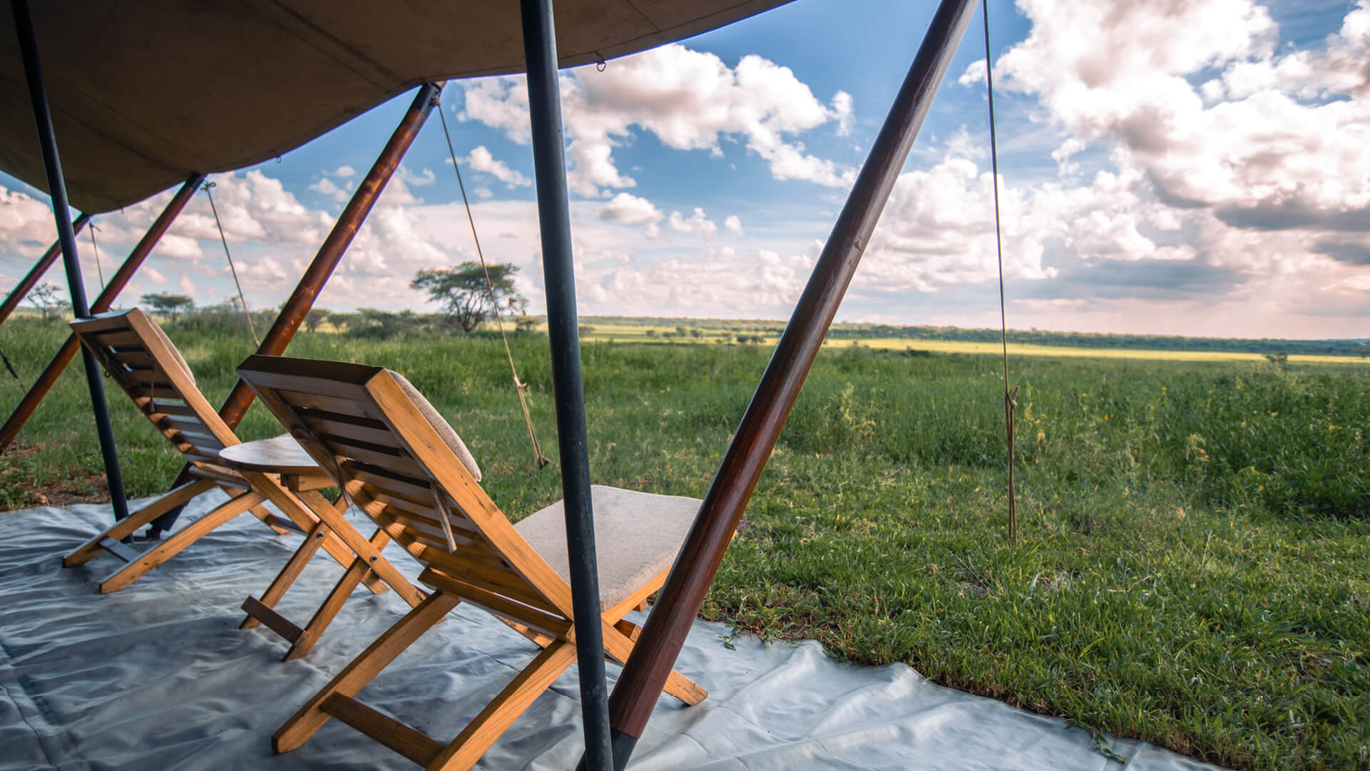 The view over the wilderness from a classic tented safari camp